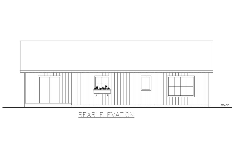 Architectural House Design - Exterior - Rear Elevation for Craftsman House Plan #117-1027 - 3 bed, 2 bath