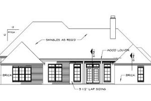 Exterior - Rear Elevation for European House Plan #15-144 - 4 bed, 3.5 bath