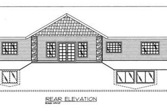 Exterior - Rear Elevation for Ranch House Plan #117-491 - 4 bed, 3 bath