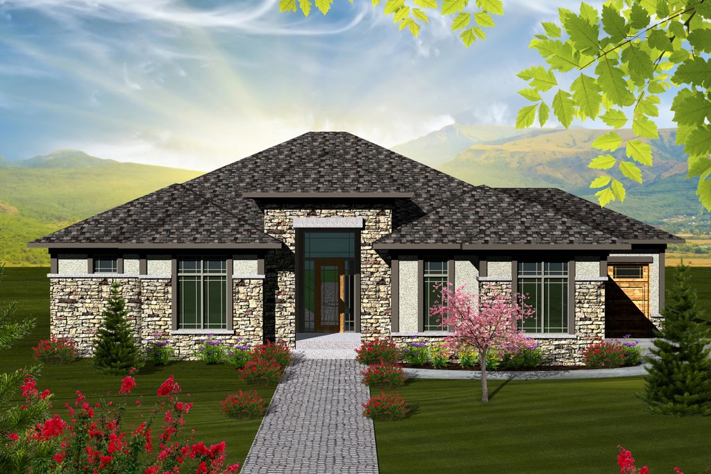 Ranch Style House Plan - 2 Beds 2.5 Baths 2081 Sq/Ft Plan #70-1117