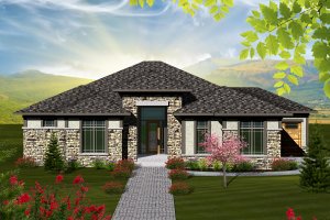 Ranch Exterior - Front Elevation Plan #70-1117