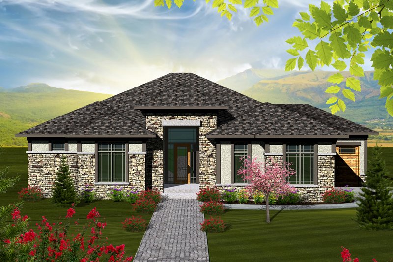 Architectural House Design - Ranch Exterior - Front Elevation Plan #70-1117