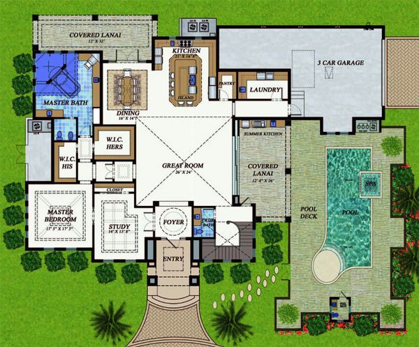 Mediterranean Floor Plan - Main Floor Plan #548-22