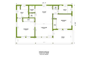 Floor Plan - Main Floor for Traditional House Plan #1106-136 - 2 bed, 2 bath