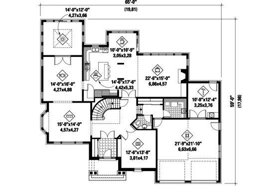 Floor Plan - Main Floor for Traditional House Plan #25-4490 - 3 bed, 2 bath