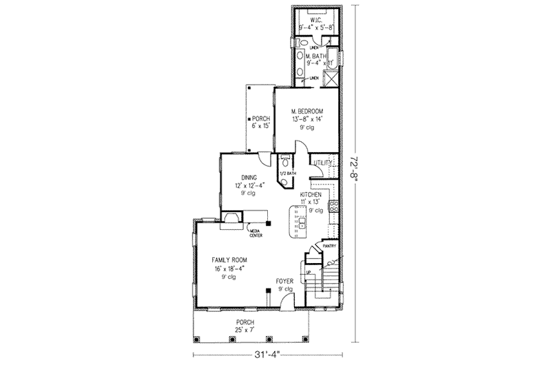 House Plan Design - Floor Plan - Main Floor for Country House Plan #410-305 - 3 bed, 2.5 bath