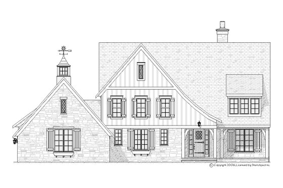 Exterior - Front Elevation 3 for Country House Plan #901-101 - 4 bed, 3.5 bath