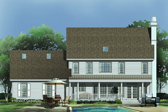 Exterior - Rear Elevation for Classical House Plan #929-383 - 4 bed, 2.5 bath