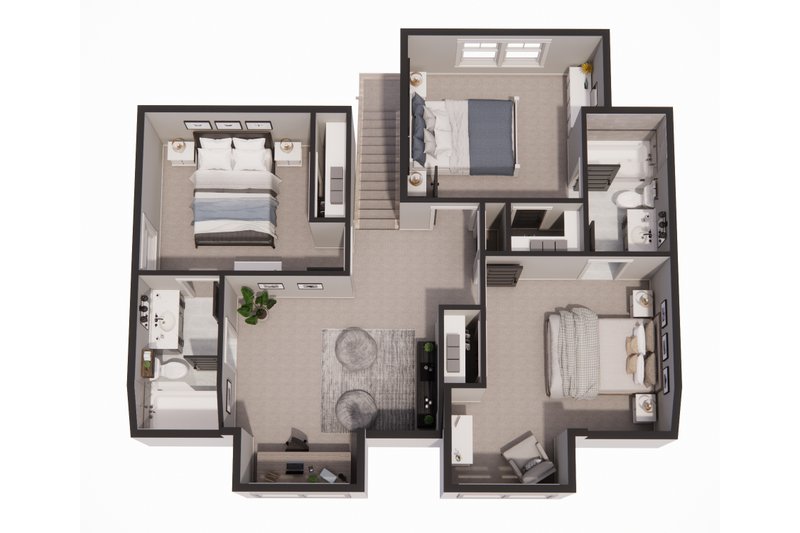 Home Plan - Floor Plan - Upper Floor 1 for Farmhouse House Plan #51-1455 - 3 bed, 3.5 bath