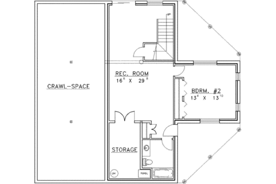 Floor Plan - Lower Floor for Log House Plan #117-125 - 2 bed, 3 bath