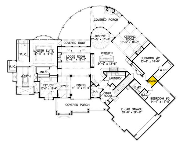 House Plan Design - Craftsman Floor Plan - Main Floor Plan #54-529