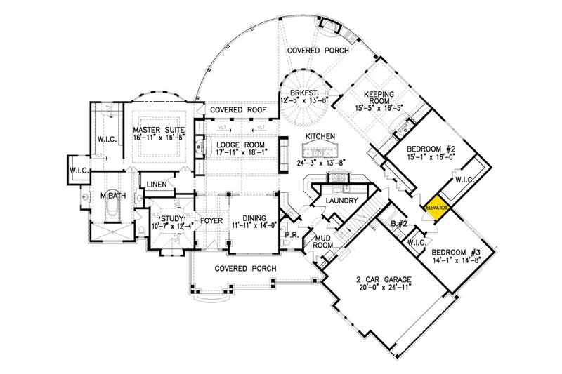 Dream House Plan - Floor Plan - Main Floor for Craftsman House Plan #54-529 - 3 bed, 2.5 bath
