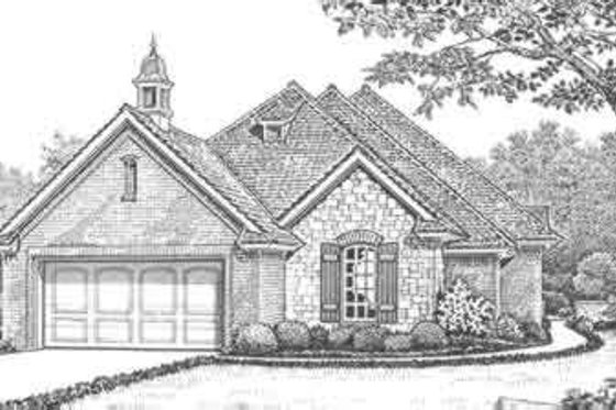 Exterior - Front Elevation for European House Plan #310-299 - 3 bed, 2 bath