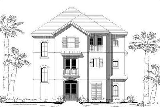 Exterior - Front Elevation for European House Plan #411-461 - 4 bed, 3 bath