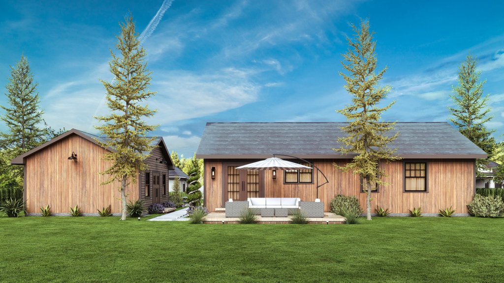 Exterior - Rear Elevation 2 for Cottage House Plan #54-684 - 2 bed, 2 bath