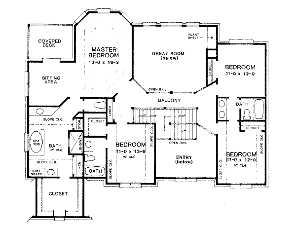 Country Floor Plan - Upper Floor Plan #10-221