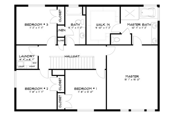 Traditional Floor Plan - Upper Floor Plan #1060-208