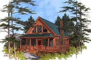 Cabin Exterior - Front Elevation Plan #56-133