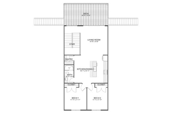 Floor Plan - Upper Floor for Barndominium House Plan #1060-395 - 2 bed, 1.5 bath