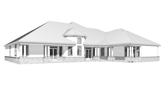 Exterior - Rear Elevation for Mediterranean House Plan #63-428 - 4 bed, 4.5 bath