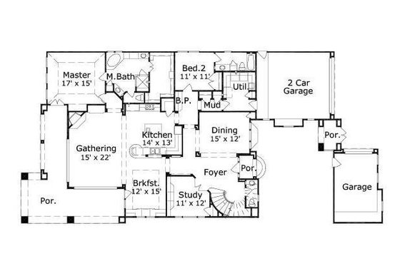 Floor Plan - Main Floor for European House Plan #411-290 - 4 bed, 4 bath