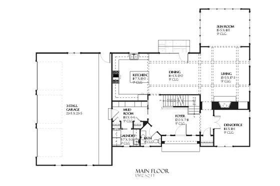 Floor Plan - Main Floor for Traditional House Plan #901-89 - 4 bed, 2.5 bath