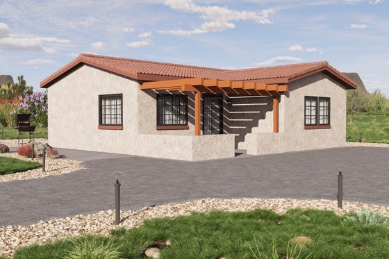 Exterior - Front Elevation 3 for Adobe / Southwestern House Plan #1106-155 - 2 bed, 2 bath