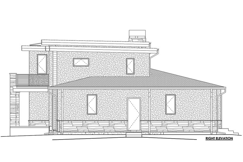 Architectural House Design - B/W right side elevation 