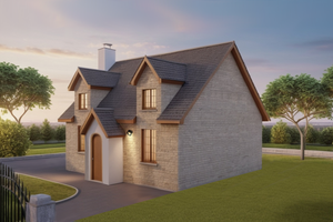 Exterior - Front Elevation 3 for European House Plan #542-5 - 2 bed, 1 bath