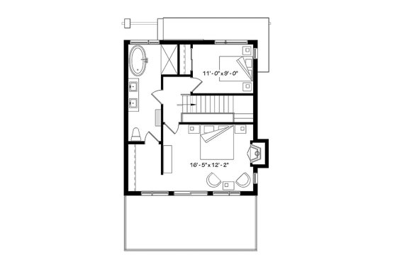 Floor Plan - Upper Floor for Contemporary House Plan #23-2660 - 2 bed, 1 bath