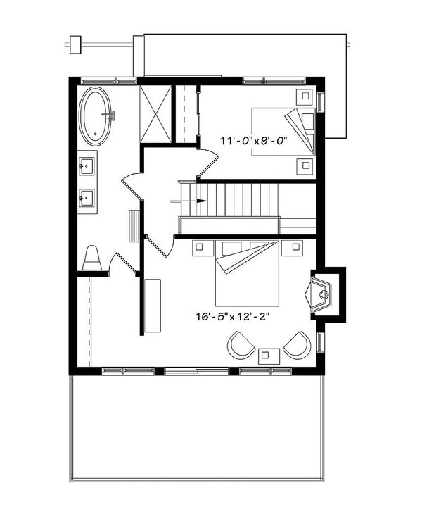 Contemporary Floor Plan - Upper Floor Plan #23-2660