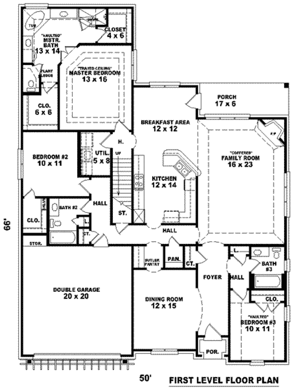 Floor Plan - Main Floor for European House Plan #81-1154 - 3 bed, 3 bath