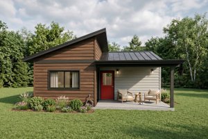 Exterior - Rear Elevation for Modern House Plan #1099-17 - 1 bed, 1 bath