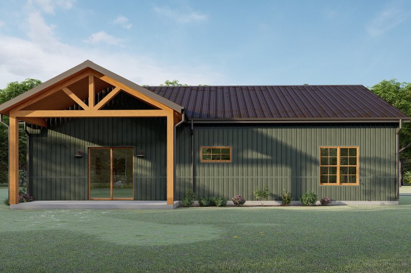Home Plan - Exterior - Rear Elevation for Barndominium House Plan #1092-23 - 2 bed, 2 bath