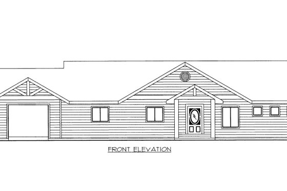 Exterior - Front Elevation 3 for Ranch House Plan #117-1105 - 2 bed, 2 bath