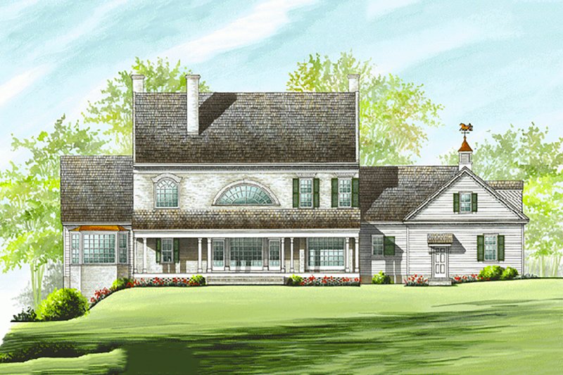 House Blueprint - Exterior - Rear Elevation for Colonial House Plan #137-247 - 4 bed, 3 bath