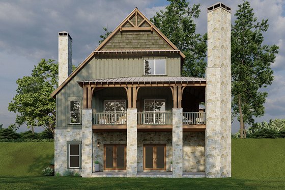 Exterior - Rear Elevation for Country House Plan #17-2452 - 5 bed, 3 bath