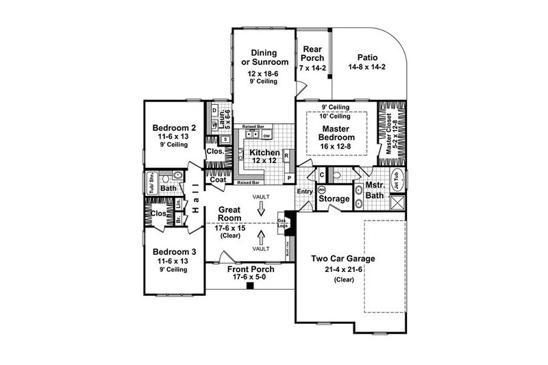 Dream House Plan - Floor Plan - Main Floor for Craftsman House Plan #21-212 - 3 bed, 2 bath