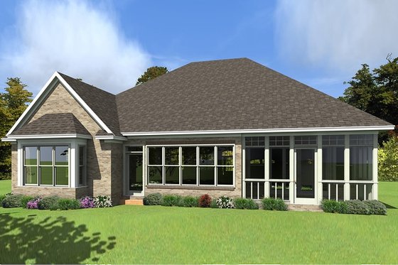 Exterior - Rear Elevation for European House Plan #63-415 - 4 bed, 3.5 bath