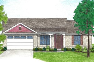 Ranch Exterior - Front Elevation Plan #80-102