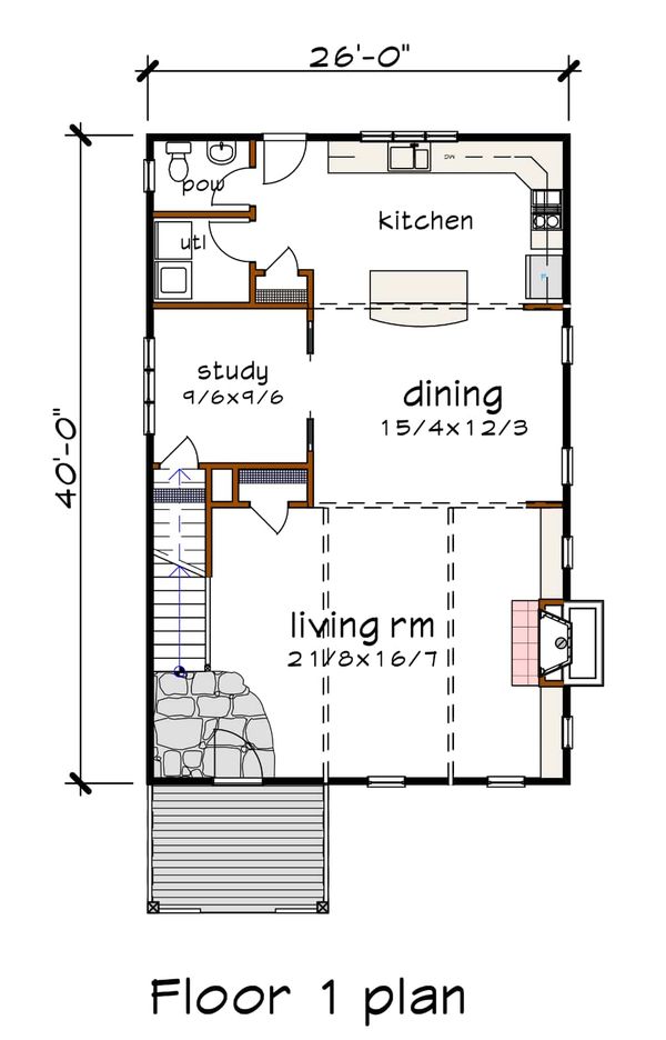 Contemporary Floor Plan - Main Floor Plan #79-316
