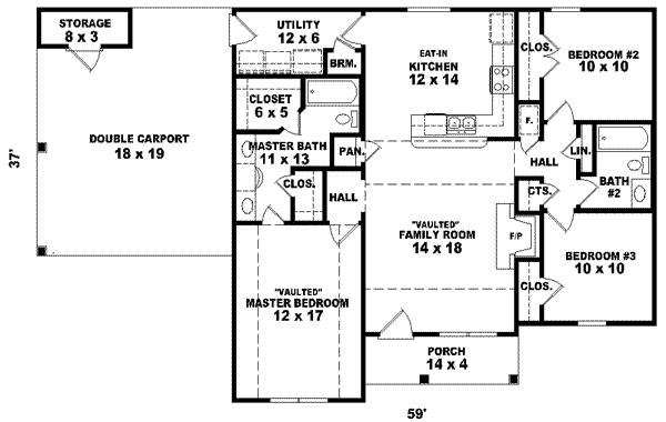 Traditional Floor Plan - Main Floor Plan #81-1386