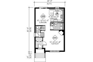 Floor Plan - Main Floor for Traditional House Plan #25-261 - 3 bed, 1.5 bath