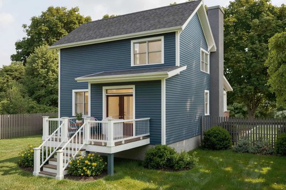 Exterior - Rear Elevation for Bungalow House Plan #79-204 - 4 bed, 2 bath