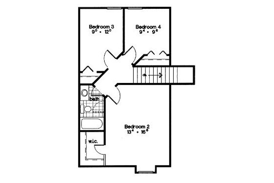 Floor Plan - Upper Floor for Mediterranean House Plan #417-132 - 4 bed, 2 bath