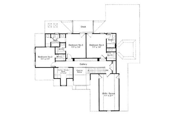 Floor Plan - Upper Floor for Traditional House Plan #429-27 - 4 bed, 3.5 bath
