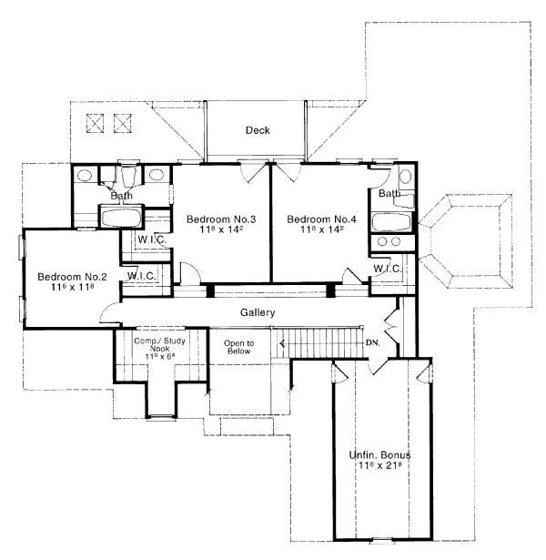 Traditional Floor Plan - Upper Floor Plan #429-27