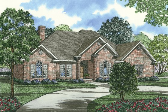 Exterior - Front Elevation 4 for European House Plan #17-1038 - 3 bed, 2 bath