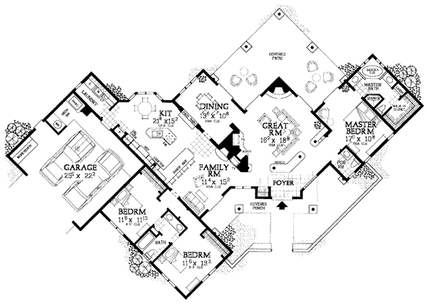 House Plan Design - Adobe / Southwestern Floor Plan - Main Floor Plan #72-141