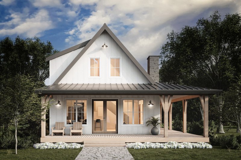 House Blueprint - Exterior - Rear Elevation for Cottage House Plan #1114-37 - 2 bed, 2 bath